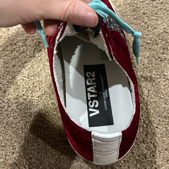 GOLDEN GOOSE DELUXE BRAND V STAR 2 RED AND GRAY VELVET-SIZE EU 40-US 9 - Picture 4 of 9